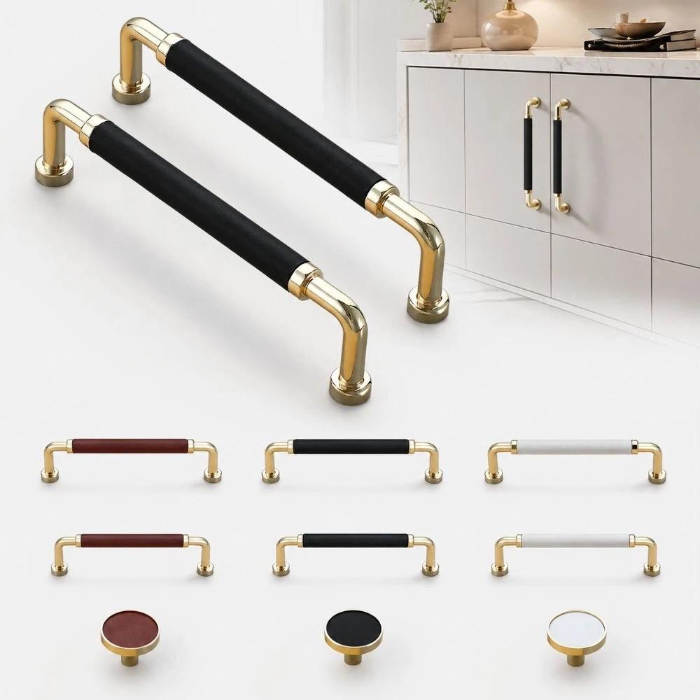 Handmade Wardrobe Door Handles Nordic Cabinet Drawer Knobs Leather Hardware Handle Multipurpose