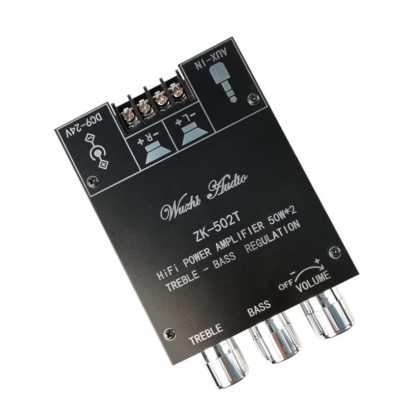 ZK-502T TPA3116D2 Bluetooth 5.0 Amplifier Board 50W×2 2.0 Channel Stereo Audio AMP with Independent Tone Control High Power Bass Amplifier Module