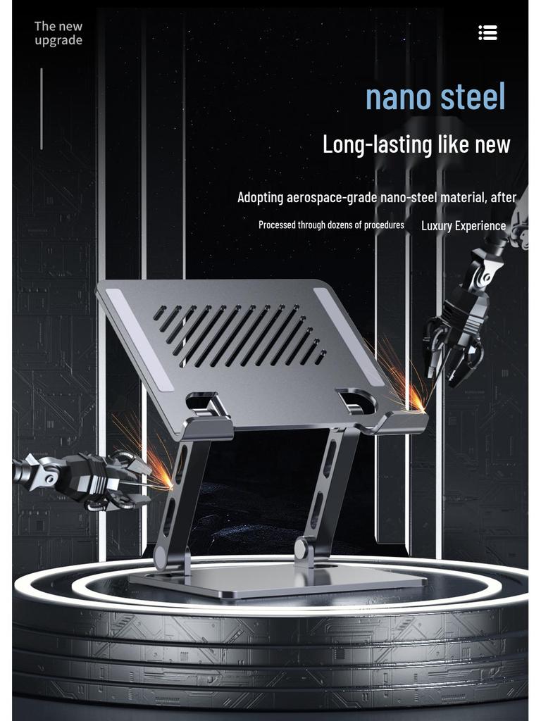 Aluminum Alloy Folding Rotating Tablet Stand with Heat Dissipation for Live Streaming and Gaming