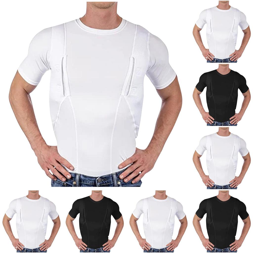 Унисекс Высокая эластичная футболка со скрытой кобурой Унисекс однотонная дышащая футболка с коротким рукавом