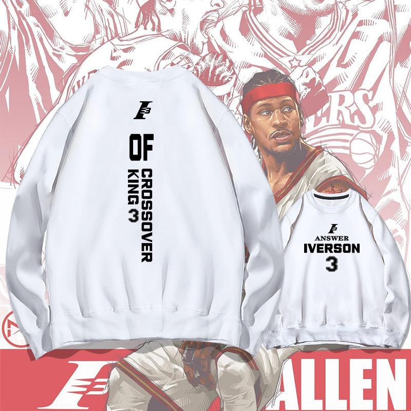 76Ers crew neck pullover sweater men's and women's spring and autumn clothing youth trendy brand loose shoulder long-sleeved jacket