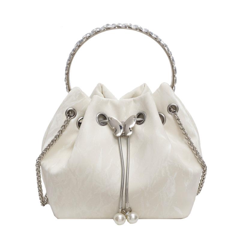 Модная ручная сумка-ведро с плиссировкой, простая и универсальная сумка кроссбоди на цепочке