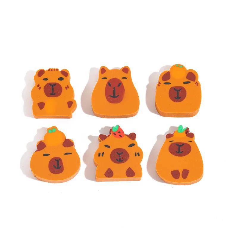 10Pcs/Lot Cartoon Animal Pencil Eraser Creative Cute Capybara Cutting Rubber Erasers Gift Kids Kawaii School Office Stationery
