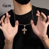 Европейский хип-хоп крест кулон украшения ожерелье большой медный инкрустированный фиолетовый циркон свет роскошный свитер ожерелье