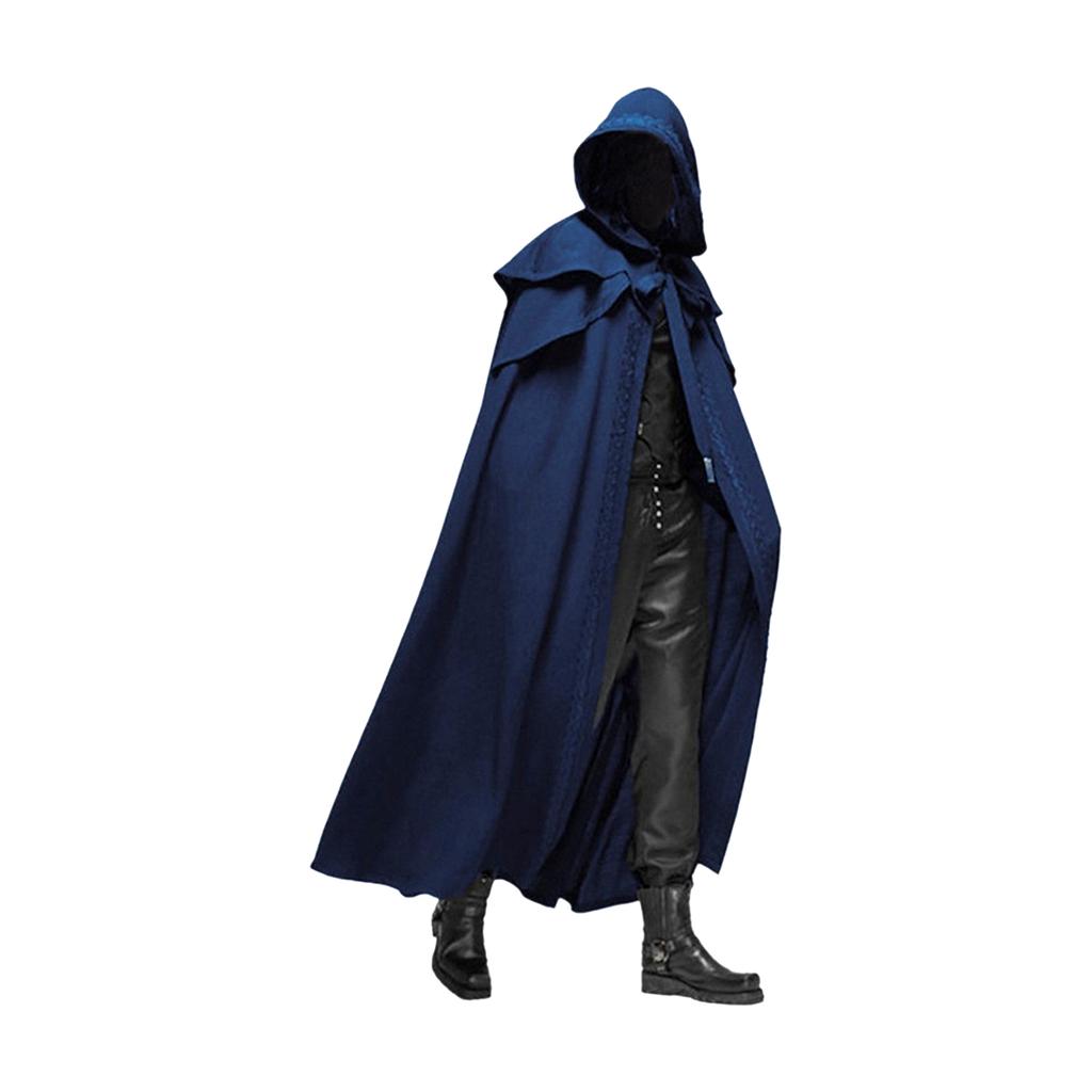 Halloween Hooded Cloak Unisex Men Women Cape Solid Long Cloak Role Cosplay Costumes Outwear Retro