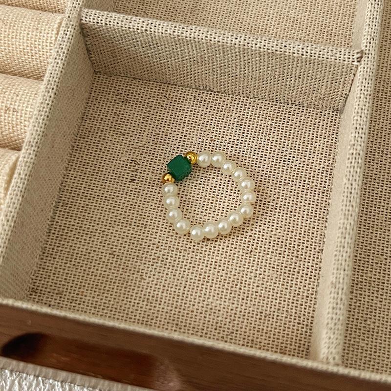 Кольцо с жемчугом, эластичное, женское, литературное, для ношения в несколько рядов, на указательный палец, высококачественное, ручной работы, ювелирное изделие