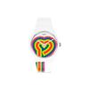 Swatch Quartz Movement Brave Pursuit Of Love Rainbow Dial Trendy Couple Watch 41mm White Dial Plastic Case Silicone Strap Unisex Watches SUOW171