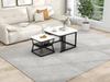 N625P173136Z)2-Piece Set Modern Side Tables, MDF in Marble Look, Steel Tube White High-Gloss Black, Dimensions 65x65x45 cm and 45x45x39.5 cm