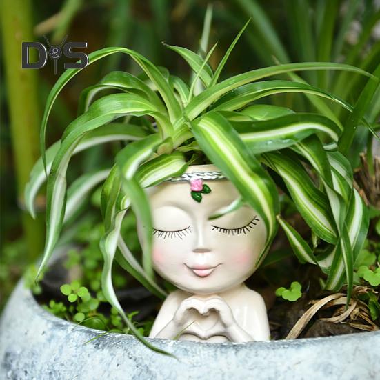 Цветочный горшок в виде лица в стиле Love Girl Head Plant Pot Small Lady Face Planter для суккулентных комнатных и уличных растений, центральный элемент рабочего стола для гостиной