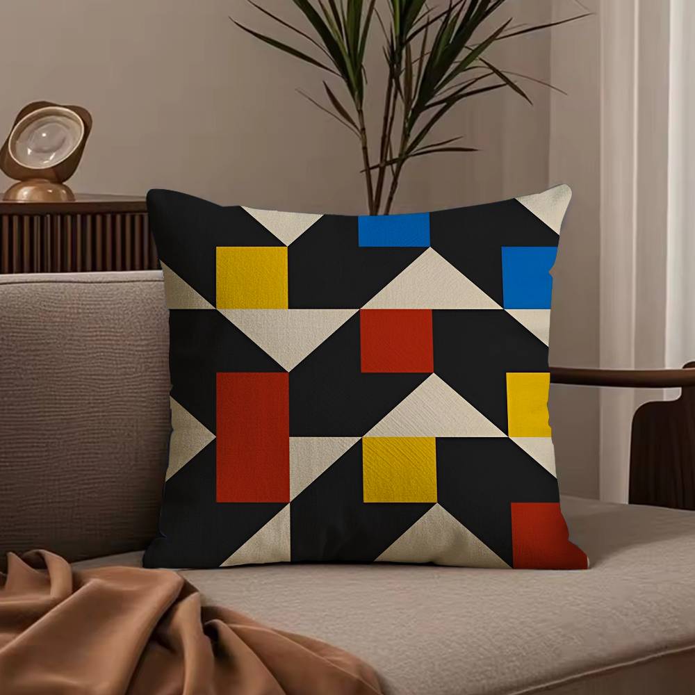 Abstract B-Bauhaus Geometry Pillow Case Anti-dustmite Pillowcase Invisible zipper silky short plush Sofa cushion cover