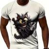 Футболка с изображением животных для мужчин, летняя футболка с коротким рукавом и принтом кота, модная уличная одежда, одежда больших размеров, повседневный пуловер с круглым вырезом