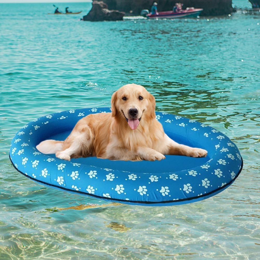 Oval Cushion Shape Pet Floating Raft Flat Center Inflatable Pet Toy Outdoor Water Games