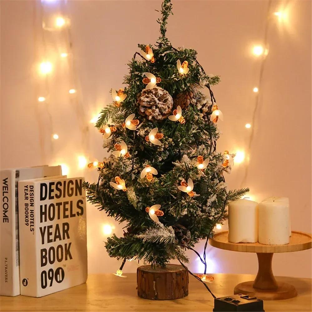 20/50/100 светодиодных солнечных милых гирлянд в виде пчелы, садовые светильники, 8 режимов, наружное освещение для цветочного ограждения, рождественского свадебного декора