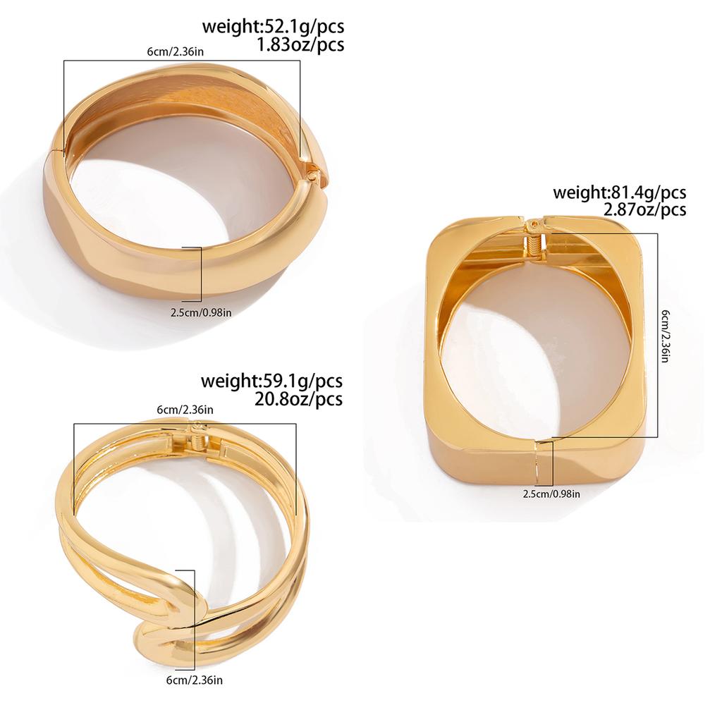 Ingemark Punk Vintage Geometric Heavy Metal Spring Bangles for Women Hip Hop Gold Color Open Cuff Bracelets Couple Men Jewelry