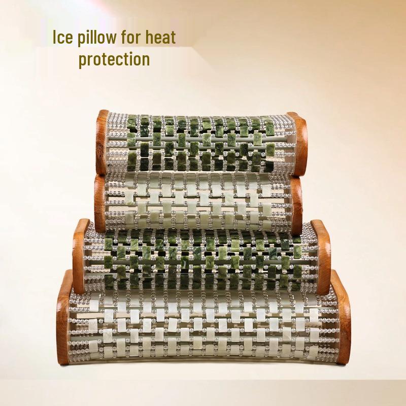 Xiuyan Jade Cooling Pillow - Natural Sweat-Resistant, Breathable, and Hollow Design for Cervical Support and Summer Comfort.