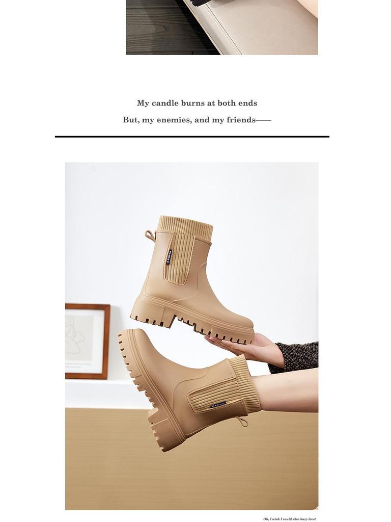 Женские эластичные резиновые сапоги Chelsea, средней высоты, водонепроницаемые, нескользящие; Идеально подходит для ношения на открытом воздухе.