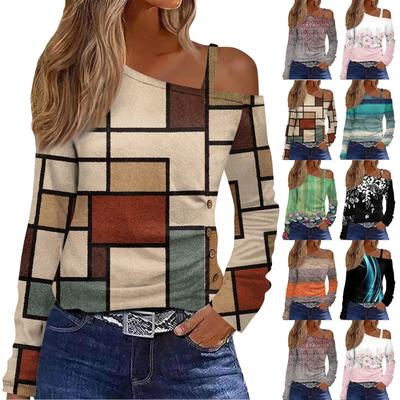 Женские повседневные топы с длинным рукавом и открытыми плечами, рубашки, весенняя мода, удобная футболка