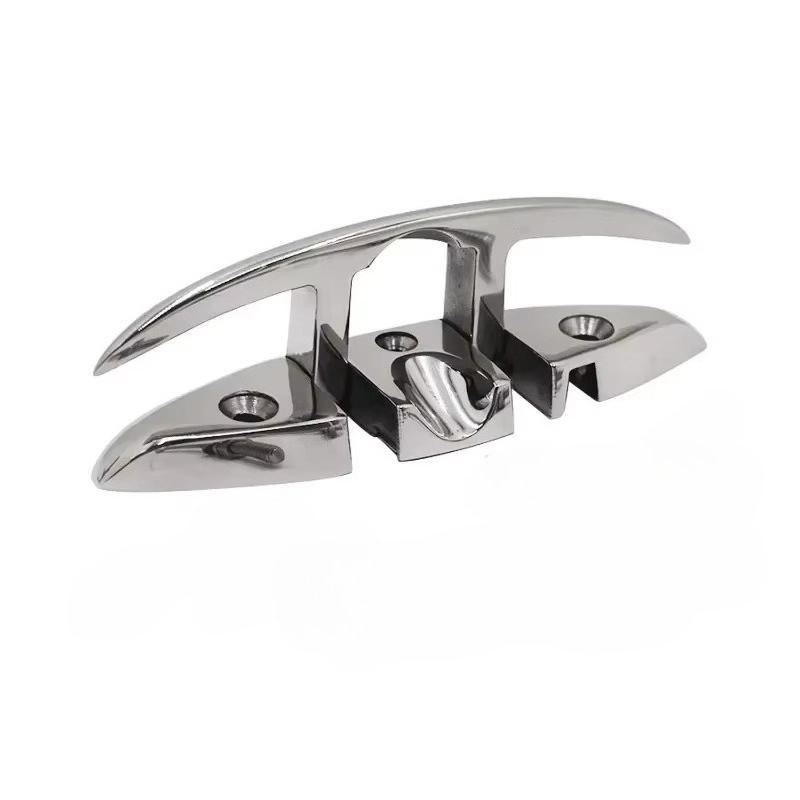 4.5/5/6/8inch Marine Mooring Folding Cleat 316 Stainless Steel High Mirror Polished Glossy Boat Deck Folding Cleats Parts
