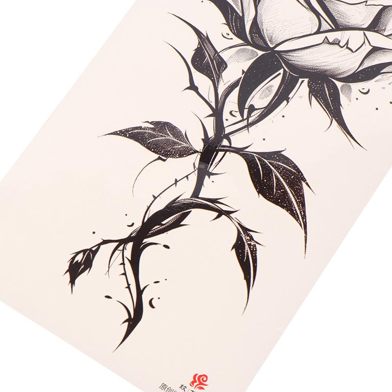 Черный цветок водонепроницаемый временный тату-стикер красота бабочка роза для женщин 3D флэш боди-арт руки моющиеся поддельные татуировки