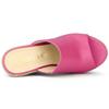 Allegra K Women's Platform Mules, Open Toe, Wedge Heel, Hot Pink, Size 23.5cm