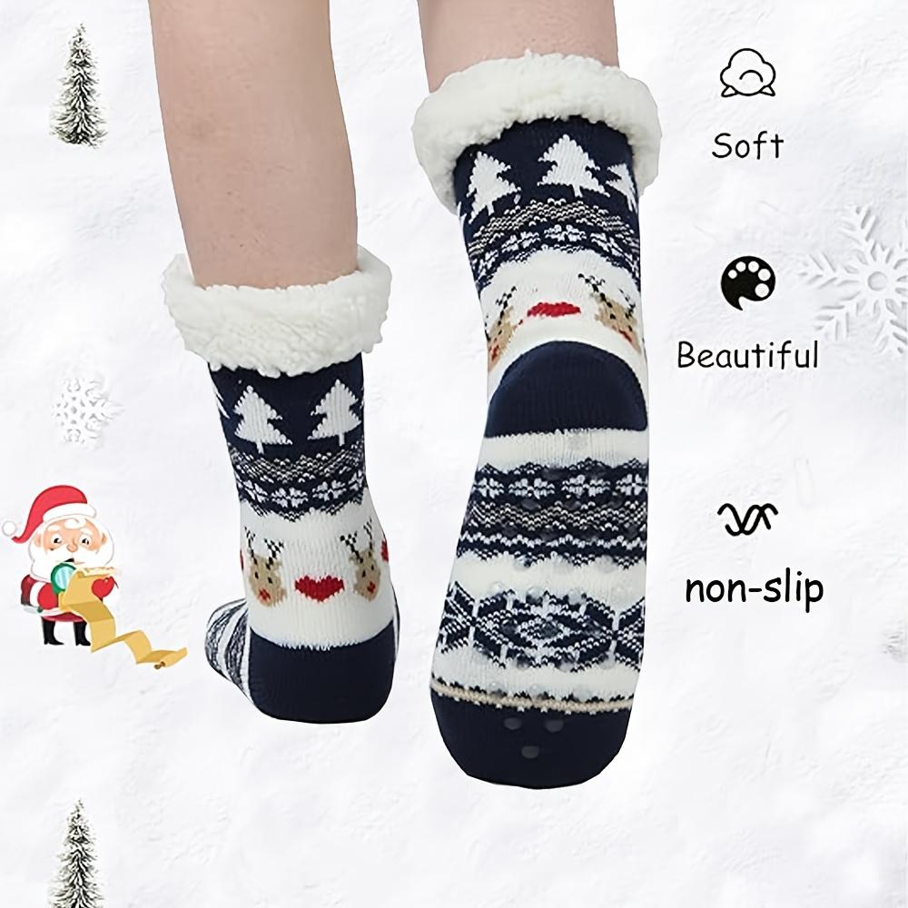 1 пара пушистых носков для женщин, толстые теплые носки с флисовой подкладкой, удобные плюшевые носки для сна, подарок на Рождество для дома