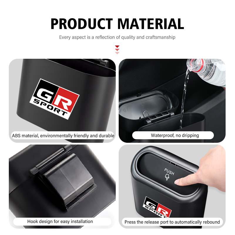 Hanging Car Trash Can Garbage Dust Case Storage with Lid Bin For Toyota GR Yaris Corolla Prius Aqua Vios Mirai Hilux Auris CHR FF7