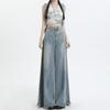 American Old Wide-leg Jeans Autumn High Waist Loose Washed Fringed Rough Edge Retro Mopping Straight Pants Tide