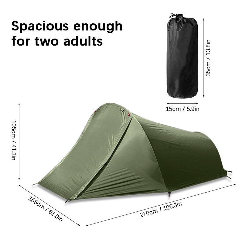 Camping Tent 2 Person Outdoor Tent For Camping Biking Hiking Muntaineering Beach Water Resistant 210D Oxford Material