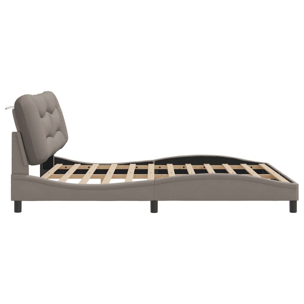LED Bed Frame without Mattress Hvar Taupe 180x200 cm Fabric