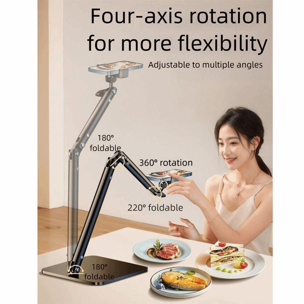 Height Adjustable Desktop Phone Tablet Holder Multi-Angle Long Arm Tablet Bracket  Bed Use