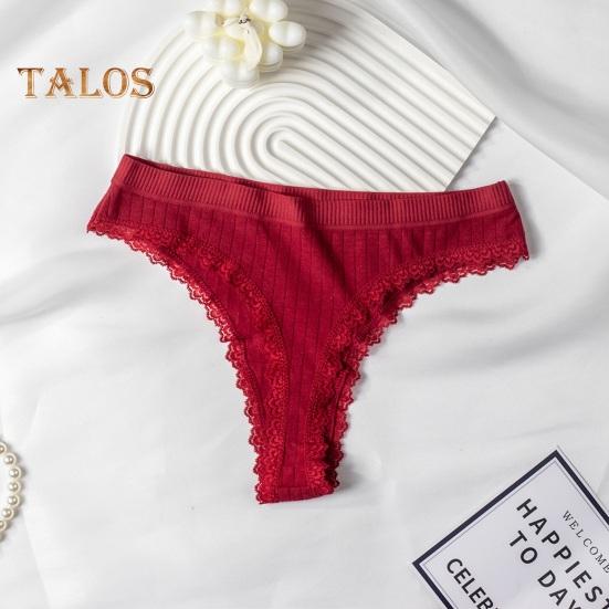 Женское ребристое хлопковое нижнее белье с кружевной отделкой и заниженной талией, мягкие эластичные трусики-бикини, бесшовные трусы для повседневной носки