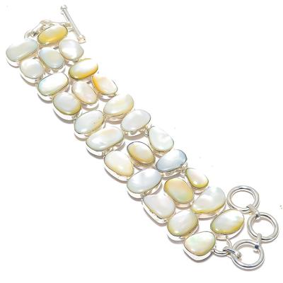 Браслет ручной работы из серебра 925 пробы с перламутром и драгоценными камнями 7-8 дюймов JCB353-5