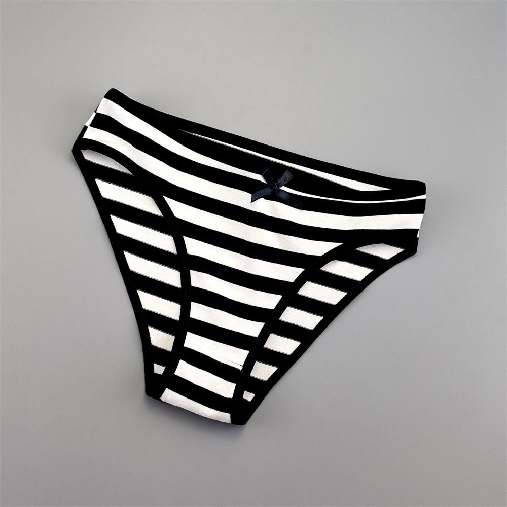 6PCS Women Cute Sexy Stripe Cotton Underwear Panties Bow Bikini Brief Lovely Girls Cotton Lingerie M/L/XL