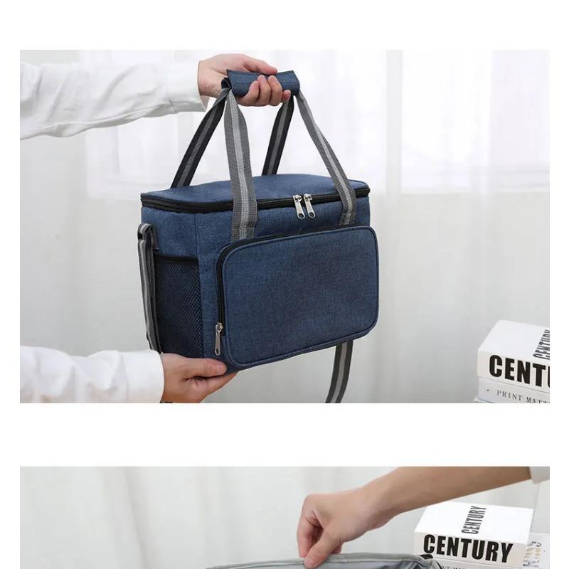 Gray 15L Portable Large Insulated Lunch Bag Shoulder Carry Outdoor Picnic Lunch Bag Waterproof Leak-proof Thickened Handheld