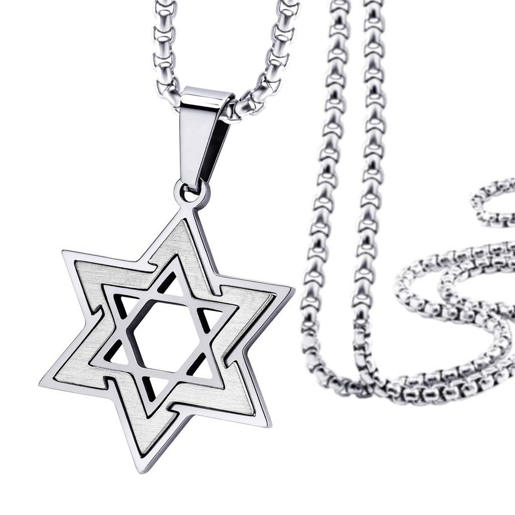 Stylish Star of David Necklace Two Color Star of David Pendant Necklace