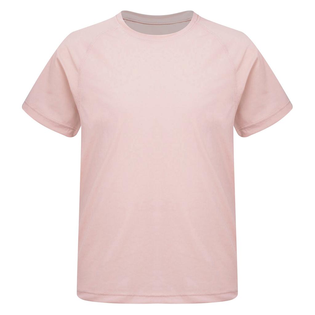 Девушки Спортивный Топ Быстросохнущая Ткань Однотонный Короткий Рукав Круглый Вырез Спортивная Футболка