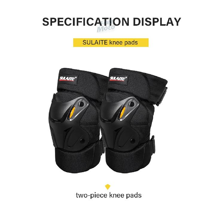 1 Pair Motorcycle Knee Shin Guard Pads Black Adjustable Knee Cap Pads Protector Armor for Motocross Racing Mountain Biking