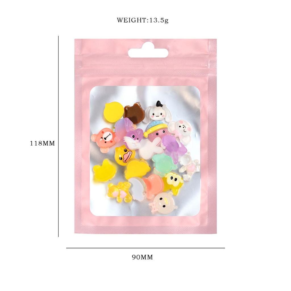 Nail Art Resin Cartoon Jewelry With The Same Mixed Mini Cartoon, Little Soft And Cute Girl Heart Cartoon 20 Pcs