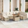 VidaXL 9-piece Garden Sofa Set with Beige Cushions Poly Rattan 3360040