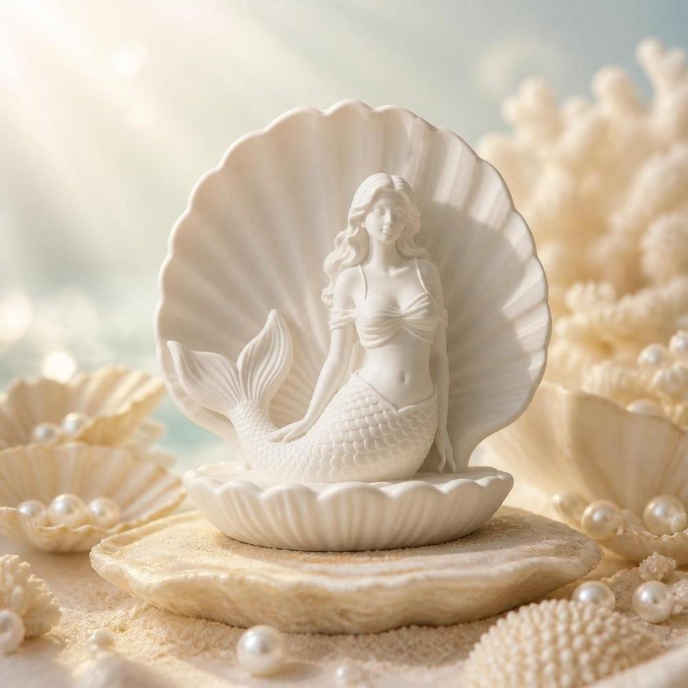 Light Luxury Mermaid In Shell Statue 3D Printed Desktop Decoration Mermaid Figurine Gift