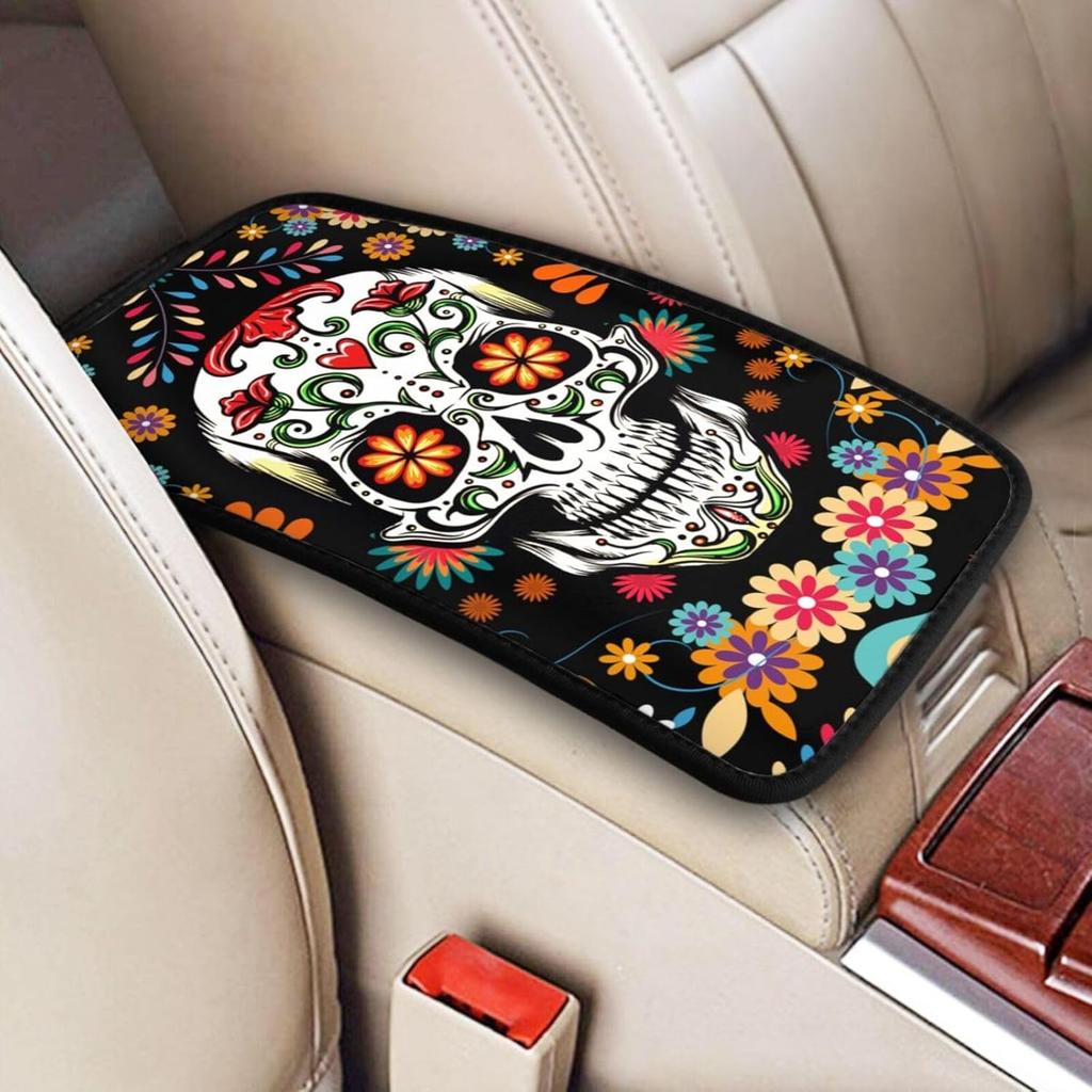 Universal Car Center Console Cushion Pad, Purple Butterfly Soft Waterproof Car Center Console Cover Auto Armrest Seat Box Cover Protector for Most
