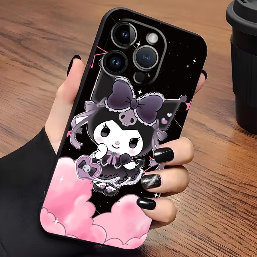Милый чехол Sanrio Kuromi для iPhone XR 17Air 7 8 13 12 11 17 Pro Max 15 16 14 Plus XS Max Черный Мягкий чехол для телефона