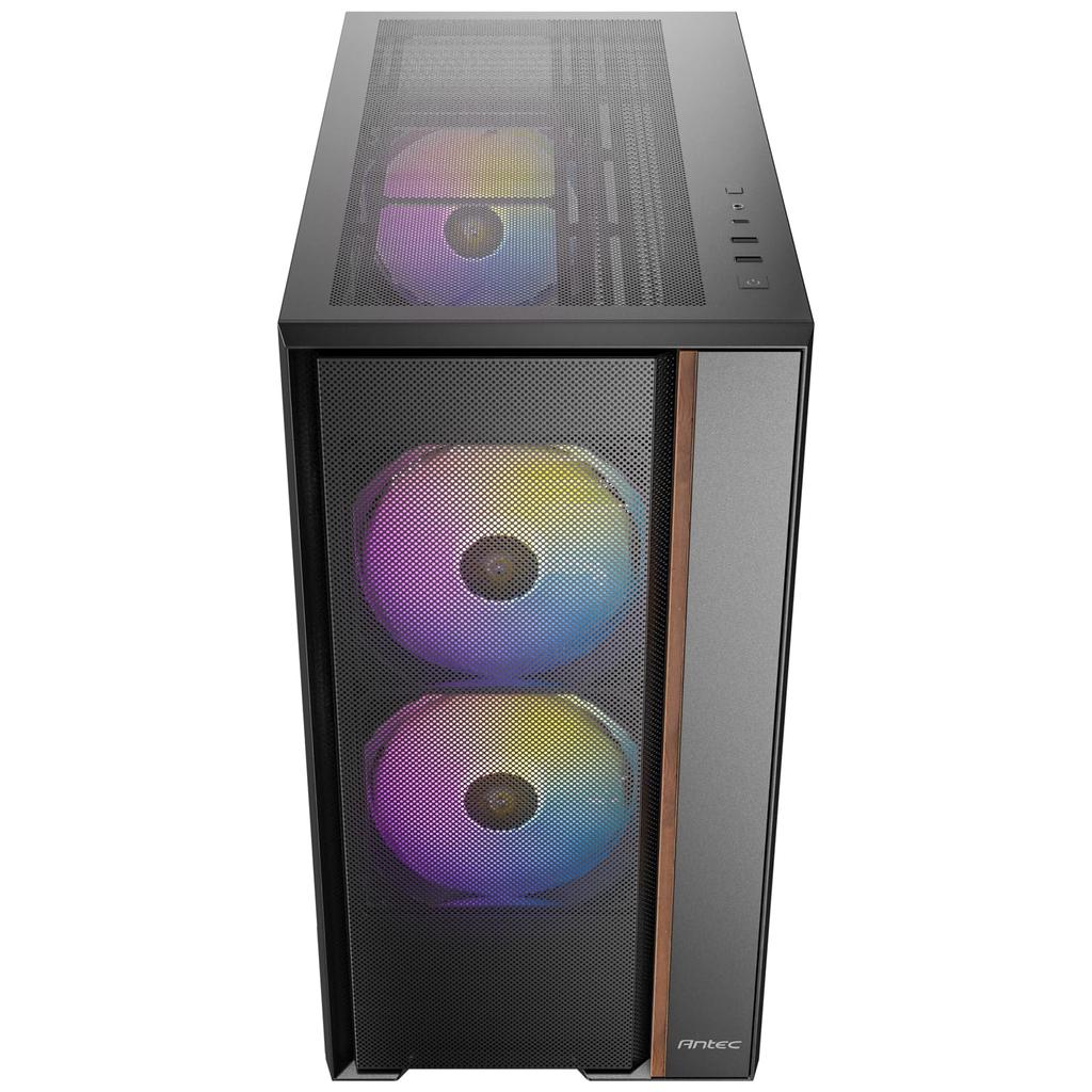 Корпус ANTEC FLUX REAR Mid Tower: Корпус ПК формата Midi-Tower с передней панелью из дерева и боковой панелью из закаленного стекла для улучшенного охлаждения.