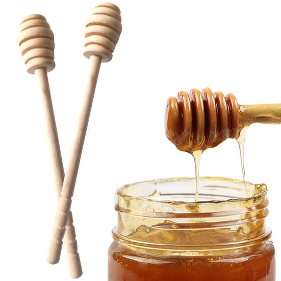 2/4Pcs Wooden Honey Mixing Stirrer Reuse Honey Dipper Sticks Honey Comb Stick Honey Spoon Burr-free Honey Stirring Tool for Honey Syrup Jam