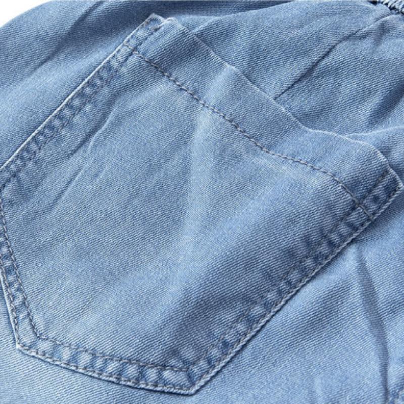 Тонкие джинсовые шорты Tencel, женские летние свободные тонкие брюки с высокой талией, широкие брюки из ледяного шелка с пятью точками