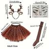 Brown Polka Dot Deer Cosplay Kit Furry Antler Tutu Skirt Set Sexy Reindeer Costume Set  For Girls