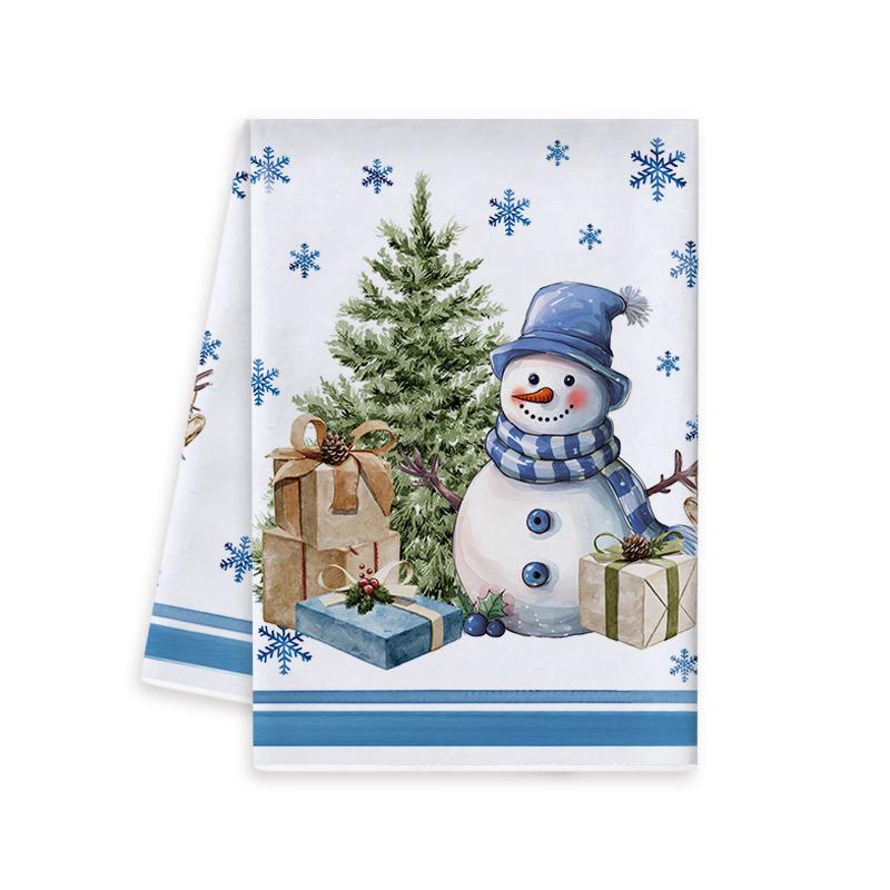 Blue Christmas Kitchen Towel & Dishcloth Combo Set