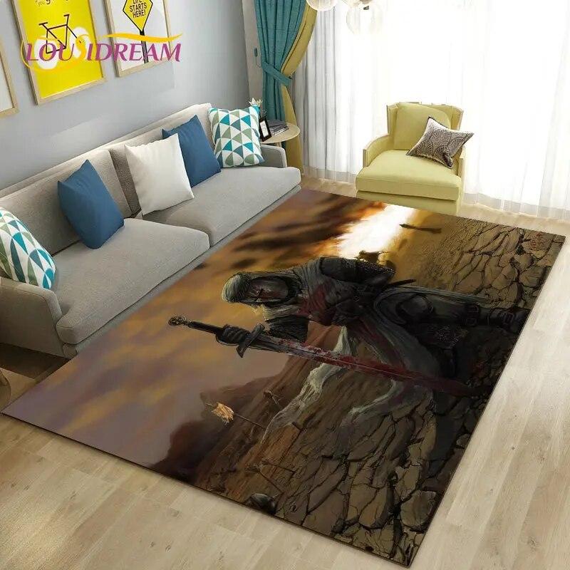 Ковер Игровой Зона Рыцарь Тамплиер Крестоносцы Большой,Ковер для Гостиной Спальни Дивана Придверный коврик Кухня,Нескользящий Коврик для Пола