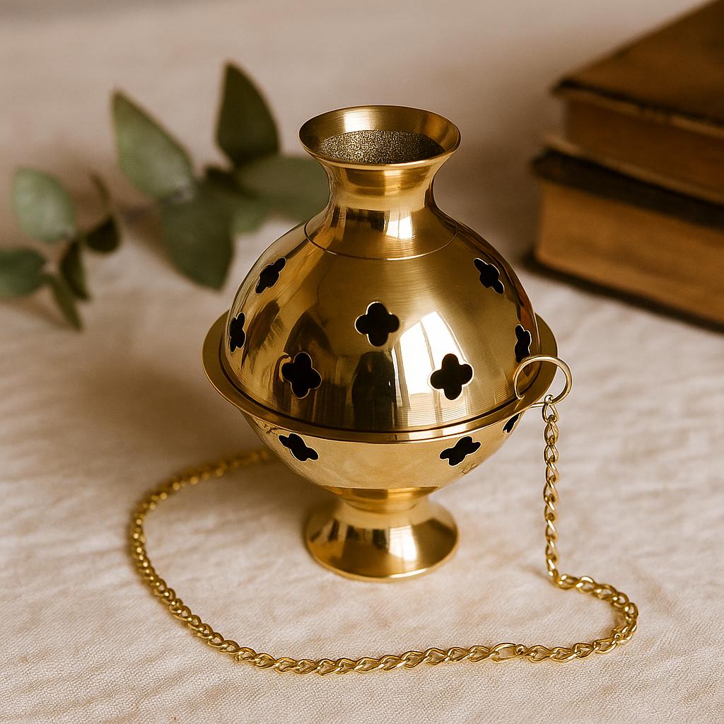 Brass Hanging Incense Burner for Charcoal and Cones