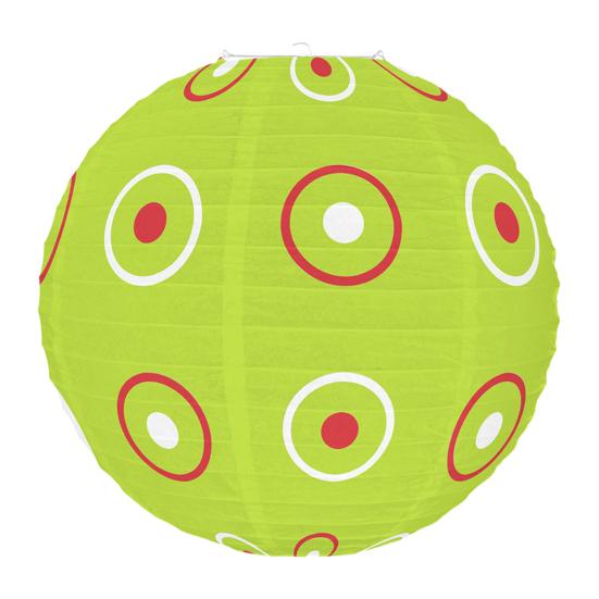 Красный и зеленый бумажный фонарь 12 дюймов Рождественский подвесной круглый фонарь для внутреннего и наружного праздничного потолочного декора